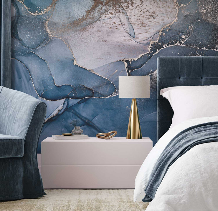 Décor Panoramique Encre d'Or Abstraite