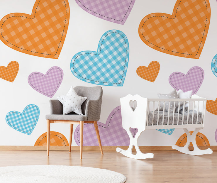 Papier Peint Coeurs en Toile 