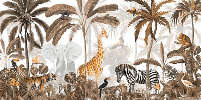 Jungle Jive Sepia - Wall Mural