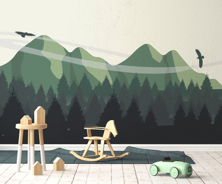 Illustrated Landscape Wallpaper Mural