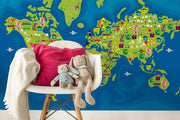 Fun Kids World Map Wall Mural-Kids' Stuff-Eazywallz