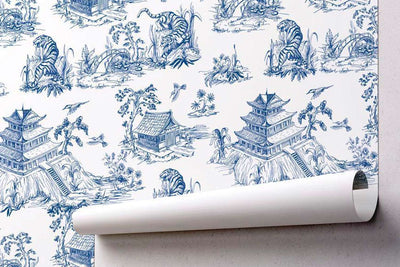 Blue Chinoiserie Wallpaper