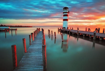 Lighthouse under sunset Wall Mural-Buildings & Landmarks,Landscapes & Nature-Eazywallz