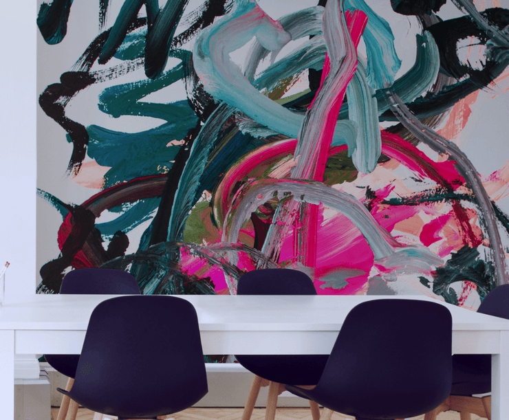 Multicolored Abstract Oil Paint Mural-Abstract-Eazywallz