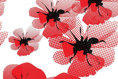 Retro poppy fields pattern Wall Mural-Patterns-Eazywallz