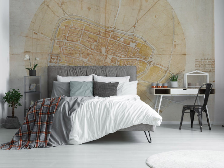 1502 Da Vinci Map Wallpaper Mural