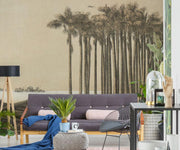Vintage Beach Illustration Wall Mural-vintage-Eazywallz