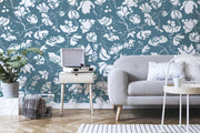 "blue vintage roses" Wallpaper Mural