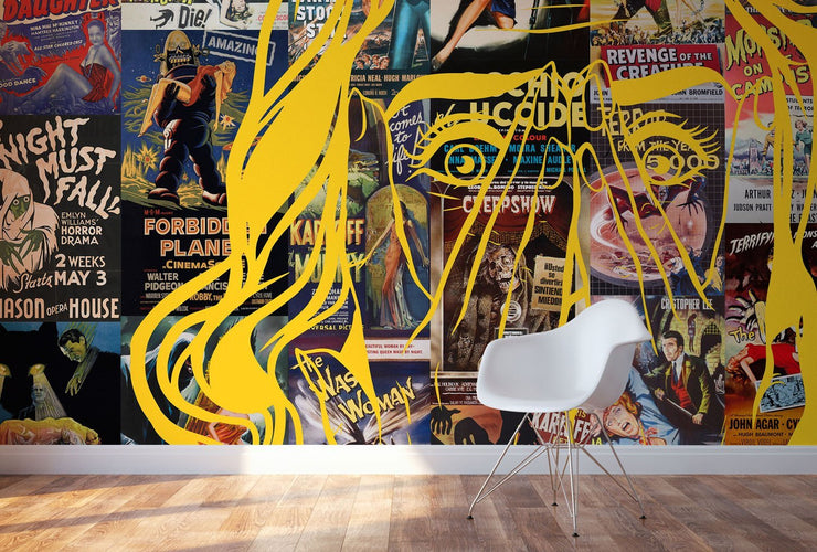 Vintage Horror Show Art Wall Mural-Urban,Textures,Modern Graphics-Eazywallz