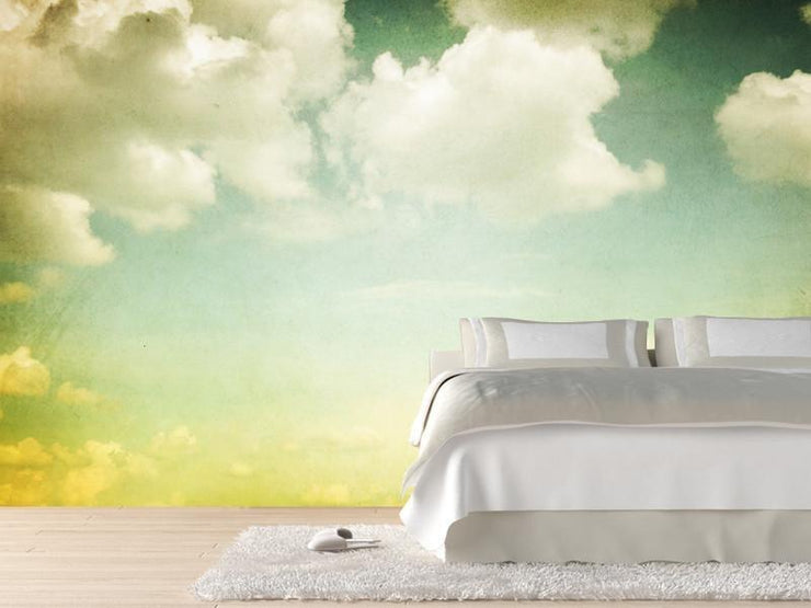 Vintage styled cloudy sky Wall Mural-Landscapes & Nature,Vintage,Best Seller Murals-Eazywallz