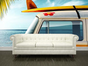 Vintage van at the beach Wall Mural-Landscapes & Nature,Sports,Vintage-Eazywallz