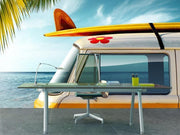 Vintage van at the beach Wall Mural-Landscapes & Nature,Sports,Vintage-Eazywallz
